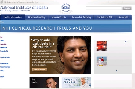 Screen shot of the Clinical Trial website