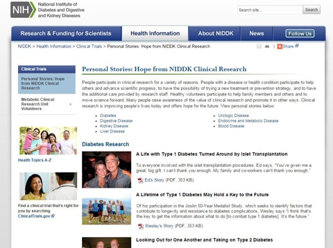 Image of personal stories web page