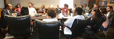 Dr. Griffin P. Rodgers meets with faculty at the Washington University School of Medicine