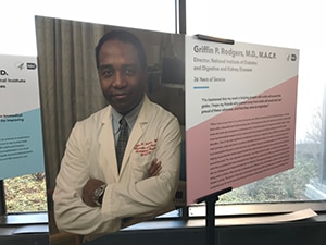 Photo of a Placard with an image of Dr. Griffin P. Rodgers