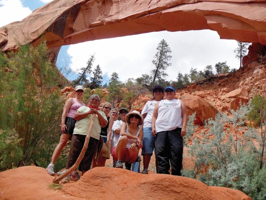 Participants from the Diabetes Prevention Program hike together.