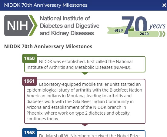 NIDDK 70th Anniversary timeline thumbnail