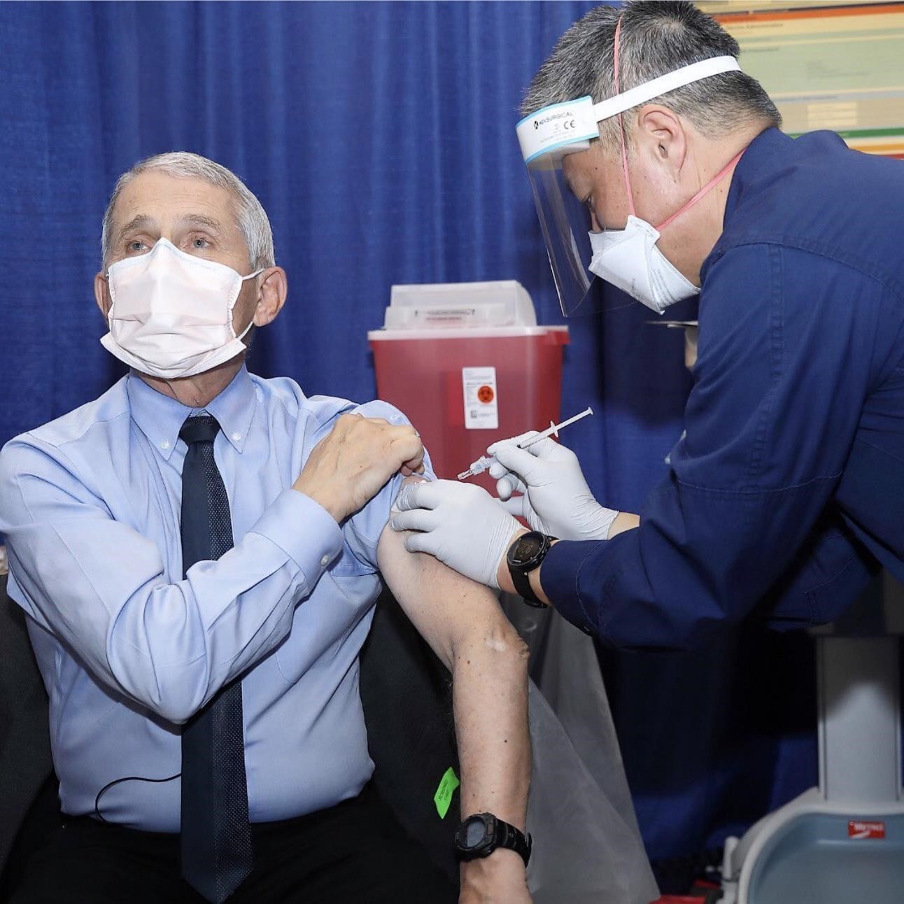 Dr. Fauci receives COVID-19 vaccine.