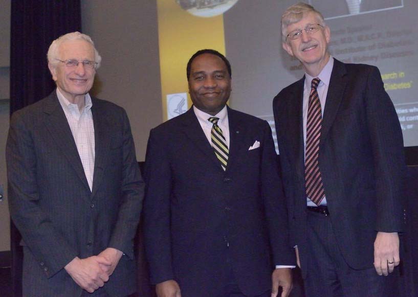 Drs. Phillip Gordon, Griffin P. Rodgers, and Francis Collins stand together
