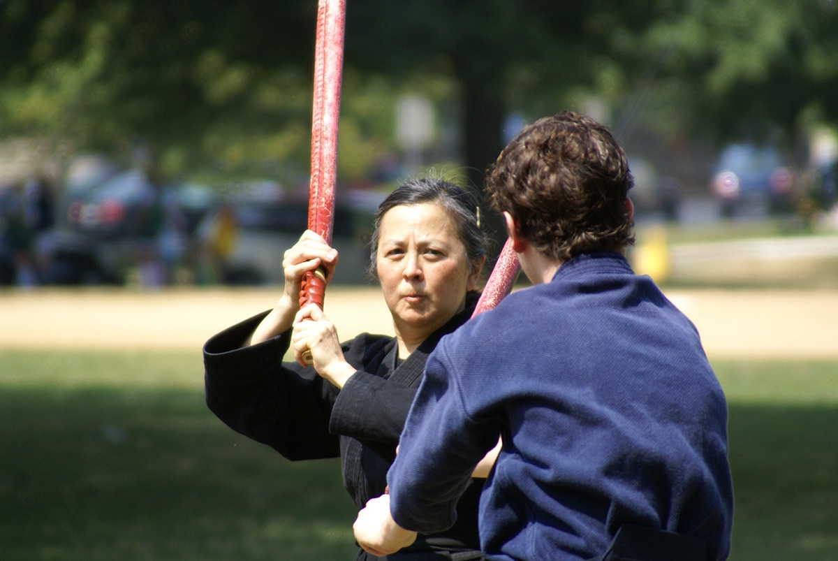 Dr. Constance Noguchi practicing martial arts