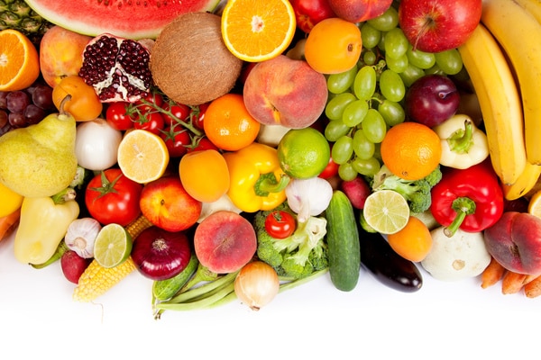 A variety of fruits and vegetables.