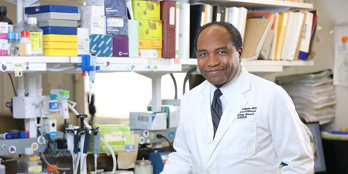 Dr. Rodgers sitting in his lab