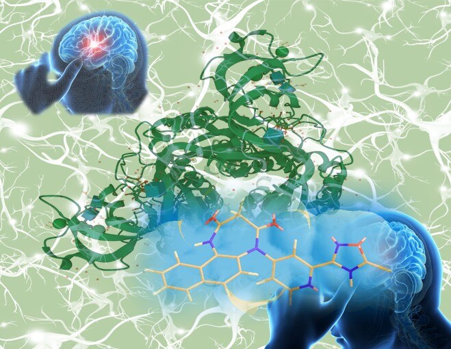 Abstract graphic showing chemical structure of MRS4719 and stroke