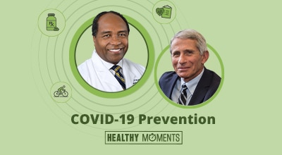 Dr. Rodgers and Dr. Fauci in a healthy moments card.