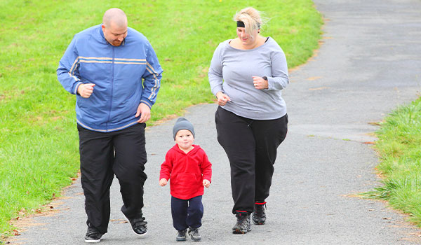 Family walking outside