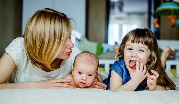 Mother with her two children