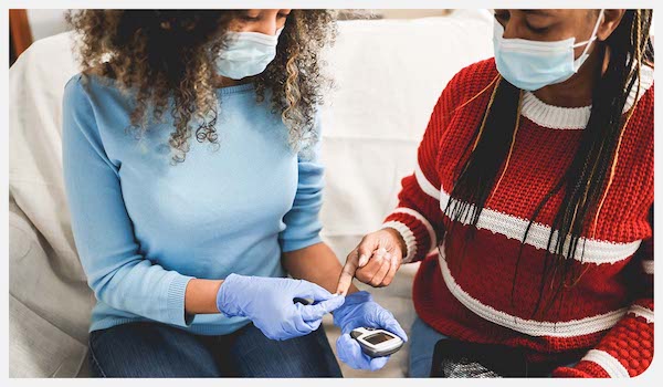 A nurse and a patient.