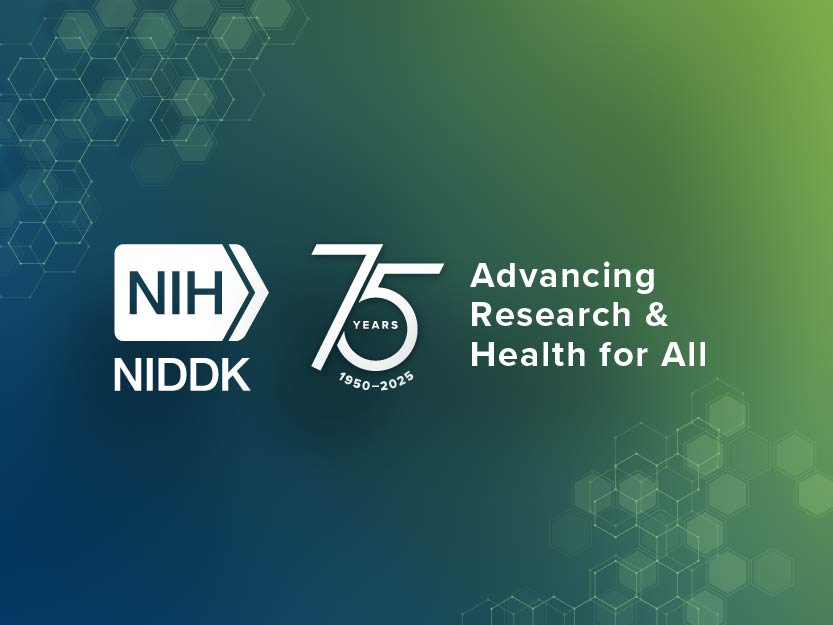 Graphic of the NIDDK 75th anniversary logo with the text Advancing Research for All.