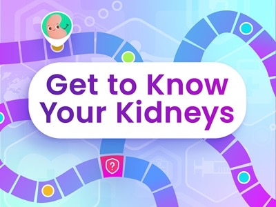 A banner illustration with the title Get to Know Your Kidneys.