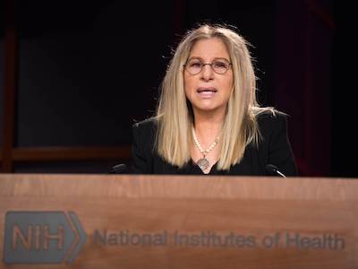 Barbra Streisand speaking at NIH.
