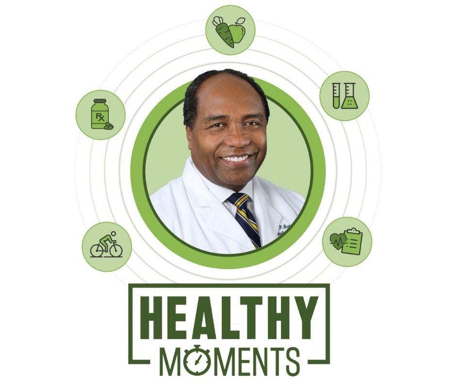NIDDK Director Dr. Griffin Rodgers and the words, Healthy Moments.