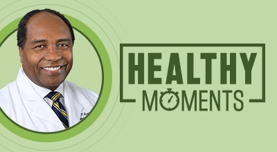 The Healthy Moments logo and Dr. Griffin Rodgers