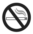 No-smoking symbol. A lit cigarette inside a circle is crossed out by a heavy line.