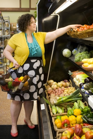 Person shopping for fruits and vegetables