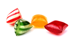 Set of four colorful hard candies