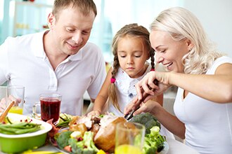 Family eating nutritious foods.