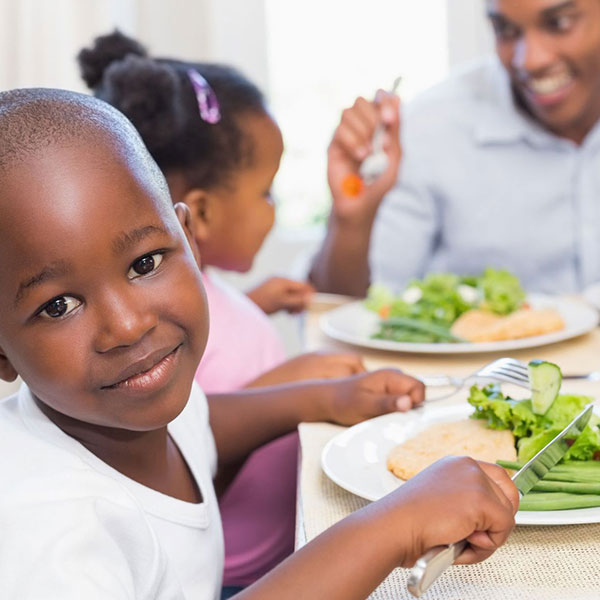 Family enjoying a healthy meal together