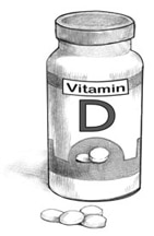 Dibujo de una frasco de vitamina D.