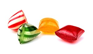Conjunto de cuatro coloridos caramelos duros