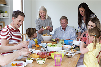 Family eating together.