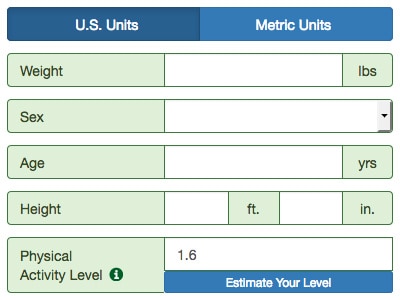 Sample body weight planner tool.