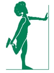 Silhouette illustration of woman stretching legs by curling leg up towards the buttock.