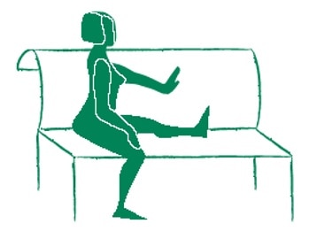 Silhouette illustration of woman stretching hamstring by sitting on a bench.