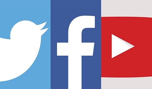 twitter facebook and youtube icons