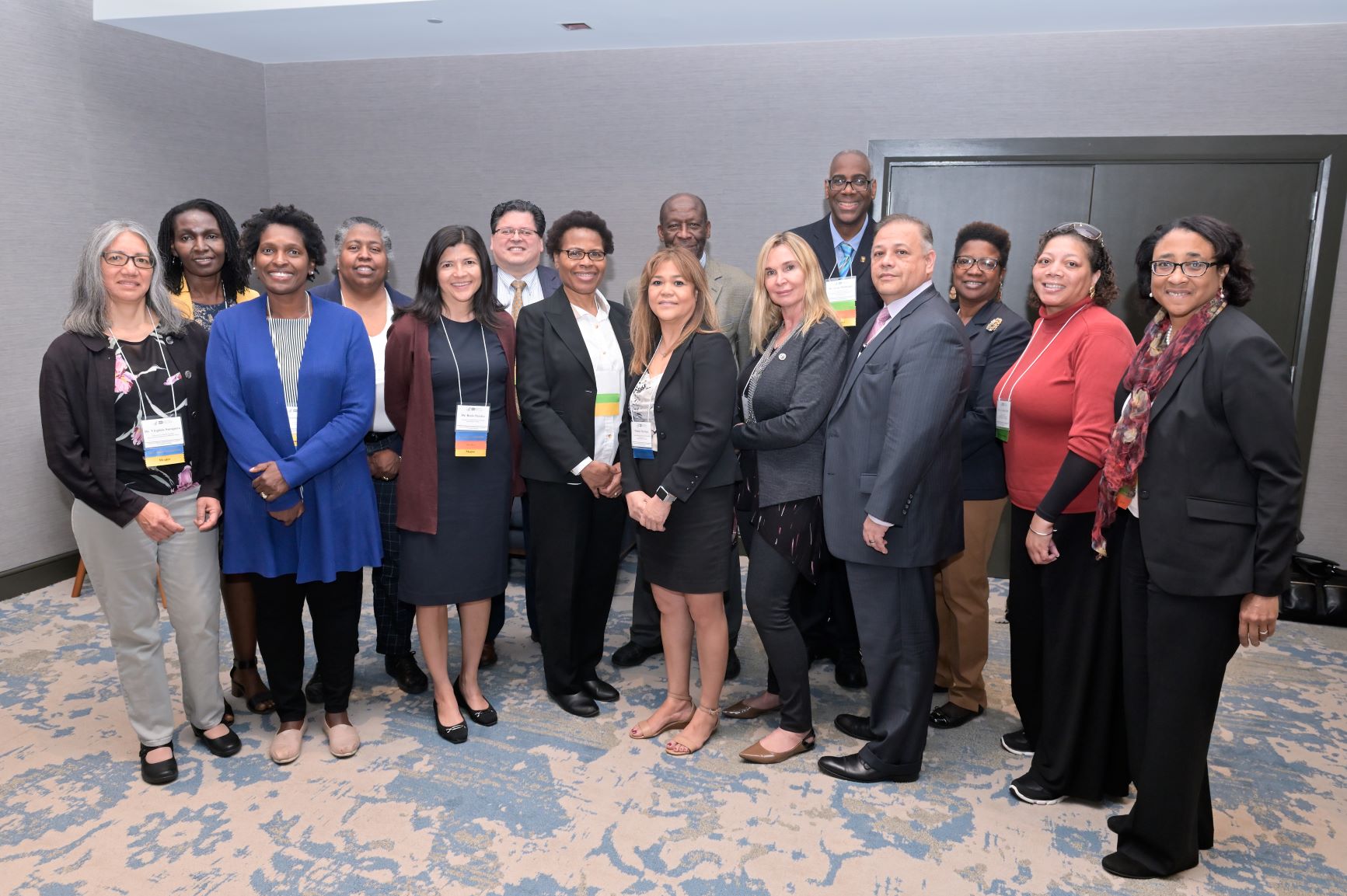 Photo of NMRI Planning and Oversight Group Dr. Virginia Sarapura, Dr. Elimelda Ongeri, Dr. Lovoria Williams, Dr. Myra Kleinpeter, Dr. Rocio Pereira, Dr. Jose Romero, Dr. Michelle Harris, Ms. Winnie Martinez, Dr. Lawrence Agodoa, Dr. Patricia Heyn, Dr. Leon McDougle, Dr. Juan Sanabria, Dr. Trudy Gaillard, Dr. Celest Carr, Dr. Bessie Young.
