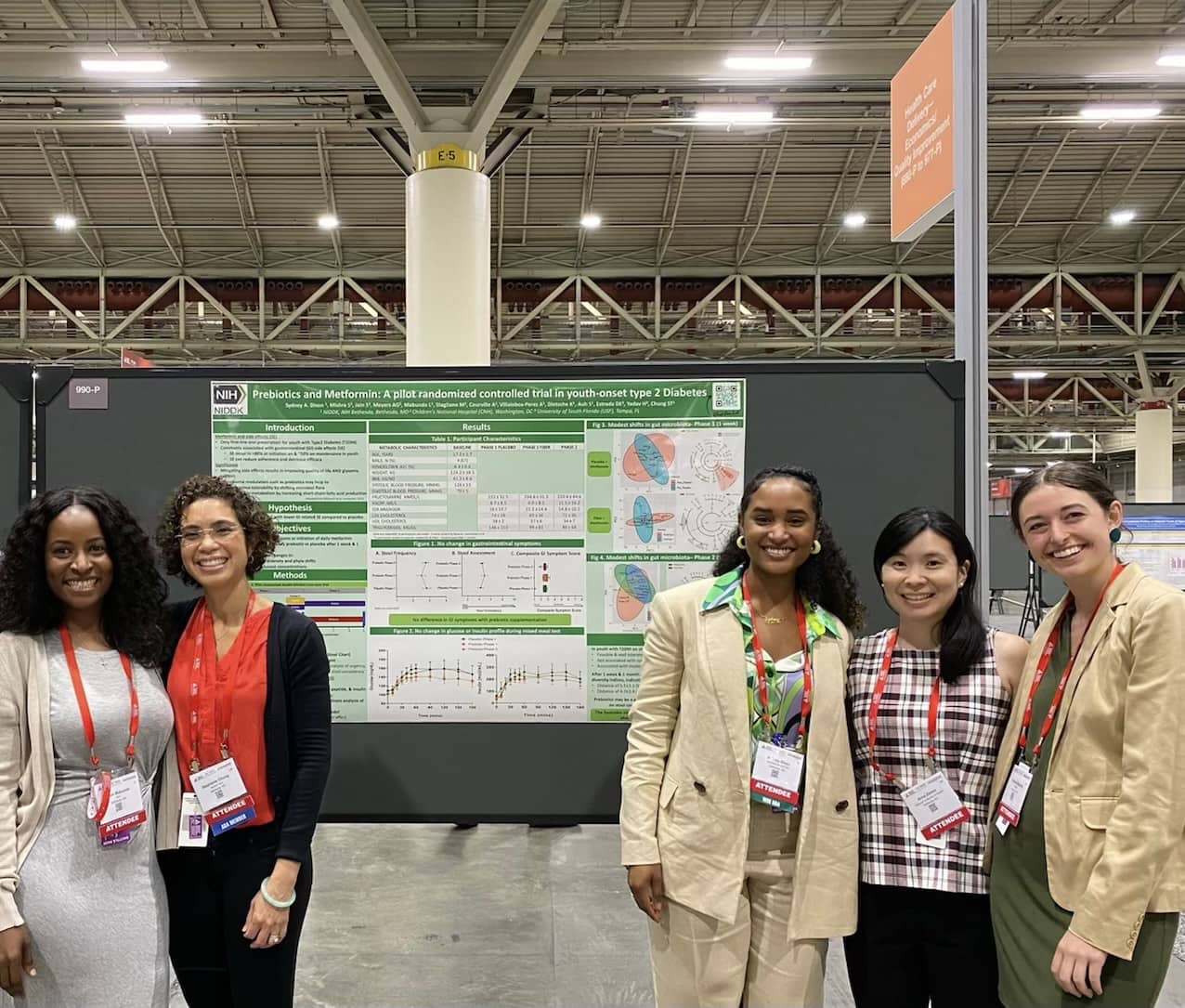 Chung lab members standing in front of scientific poster.