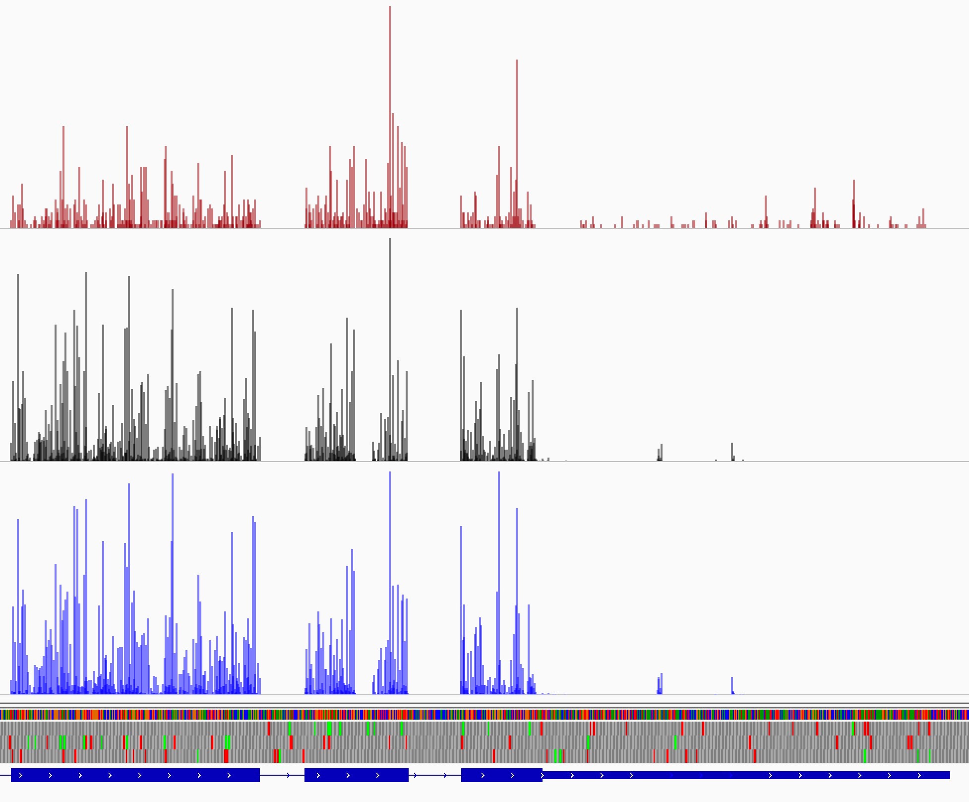 3 charts of ribosome profiling data.