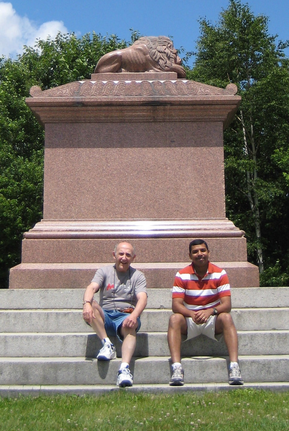 Photo of Deepak with Paul at the Tilton, N.H. WW I monument