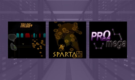 Talos+, Sparta+, and Promega server logos.