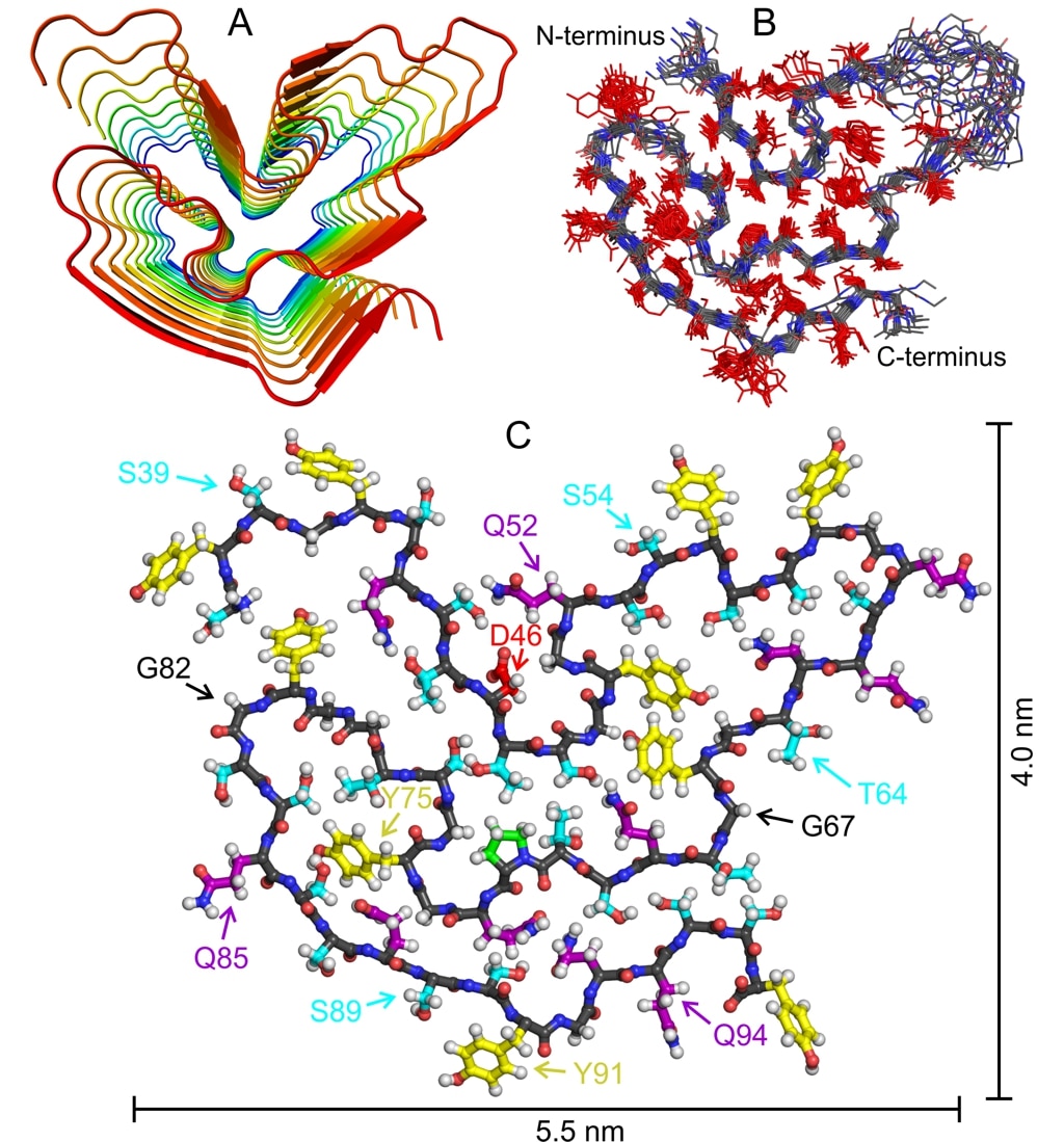 Molecular structure of amyloid-like fibrils formed by the low-complexity domain of the FUS protein, derived from solid state NMR data