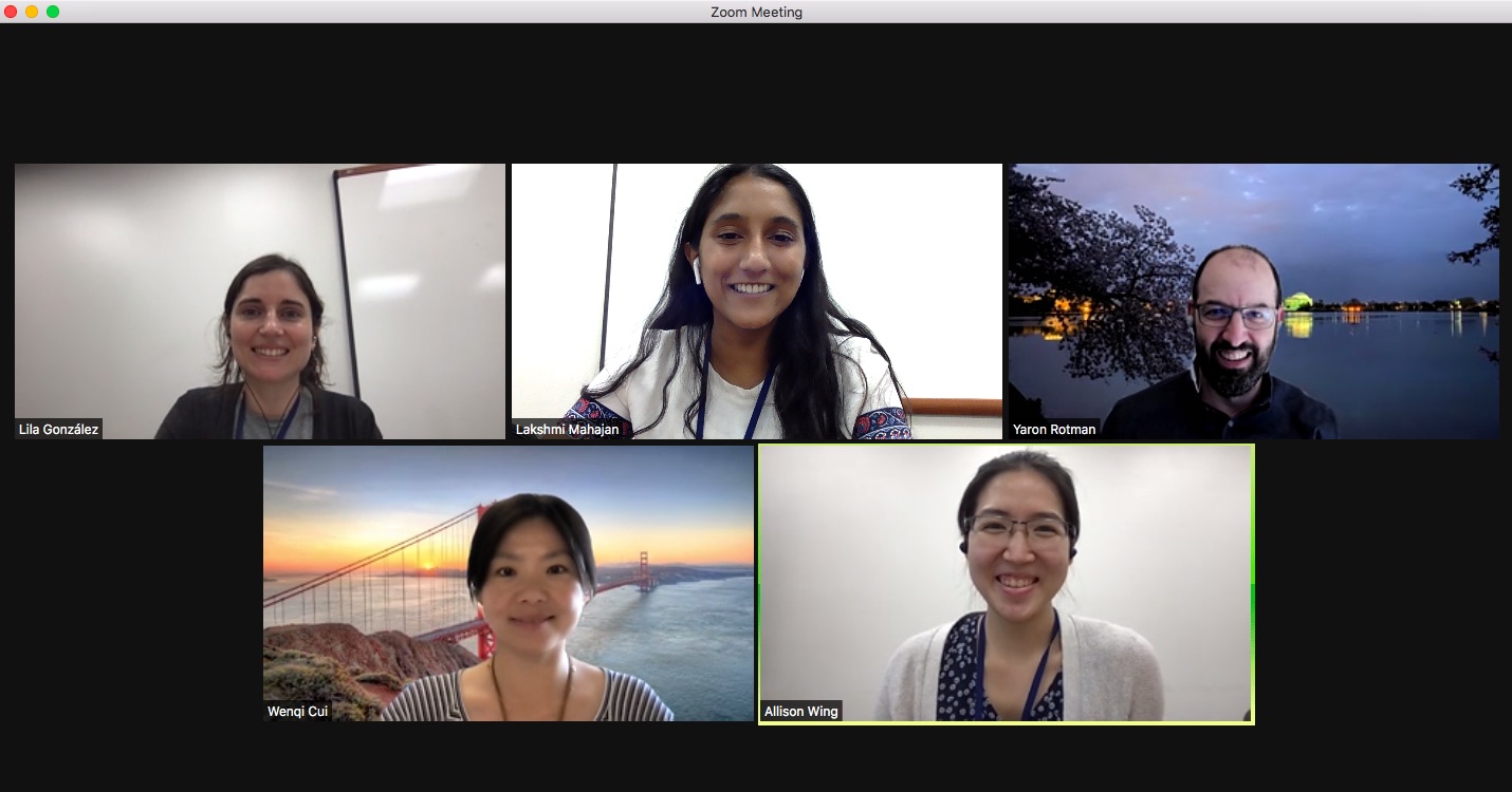 Screenshot of lab members on a Zoom call.