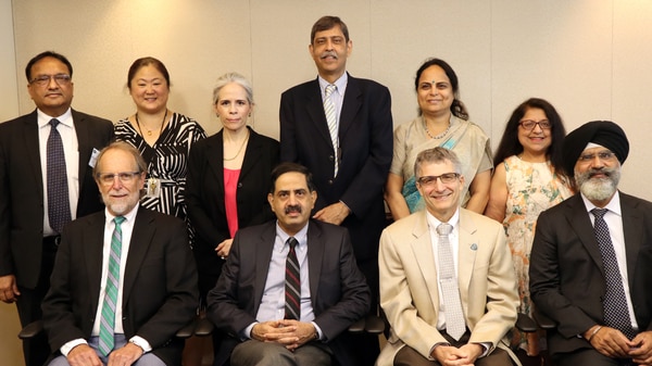 NIDDK Deputy Director Dr. Gregory Germino welcomed Prof. Balram Bhargava, secretary of India’s Department of Health Research and director general of the Indian Council of Medical Research (ICMR), along with colleagues from ICMR, the All India Institute of Medical Sciences (AIIMS), and the Fogarty International Center (FIC), to the 7th meeting of the joint steering committee for the Indo-U.S. Collaboration on Diabetes Research in June 2019.  Front row, left to right: Dr. Philip Smith (NIDDK); Prof. Bhargava; Dr. Germino; Dr. R.S. Dhaliwal (ICMR).  Back row, left to right: Dr. Mukesh Kumar (ICMR); Ms. Elizabeth (Liz) Yuan (FIC); Dr. Eleanor Hoff (NIDDK); Dr. Nikhil Tandon (AIIMS); Dr. Tanvir Kaur (ICMR); Dr. Beena Akolkar (NIDDK).