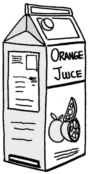Drawing of a carton of orange juice.
