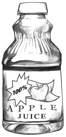 Drawing of a bottle of apple juice.