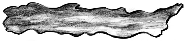 Drawing of one piece of cooked bacon.