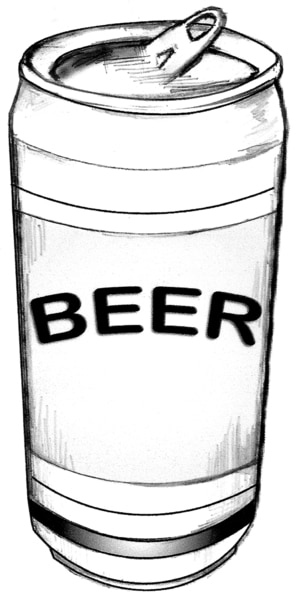 Drawing of a can of beer.
