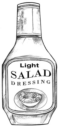 Drawing of a bottle of light salad dressing.