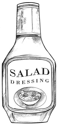 Drawing of a bottle of regular salad dressing.