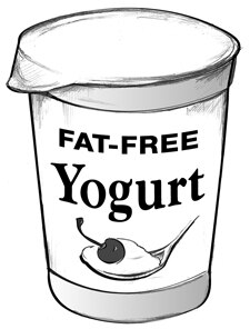 Drawing of a carton of fat-free yogurt.