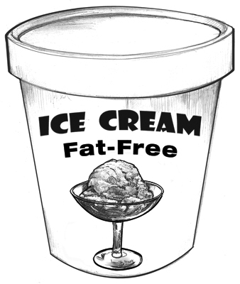 Drawing of a carton of fat-free ice cream.