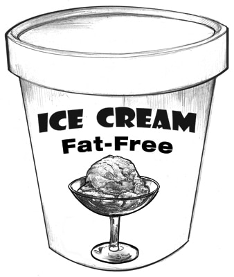 Drawing of a carton of fat-free ice cream.